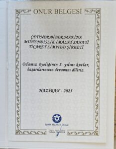 ÇETİNER BİBER MAKİNA’dan 5. Yıl Mesajı: İzmir İş Dünyası ile Birlikte Büyüme Vurgusu